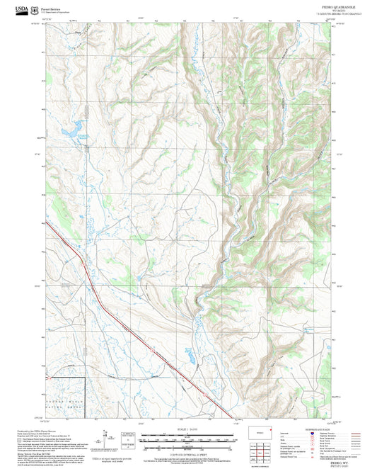 2025 Forest Service Topo Map of Pedro Wyoming