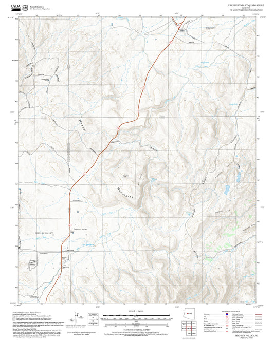 2025 Forest Service Topo Map of Peeples Valley Arizona
