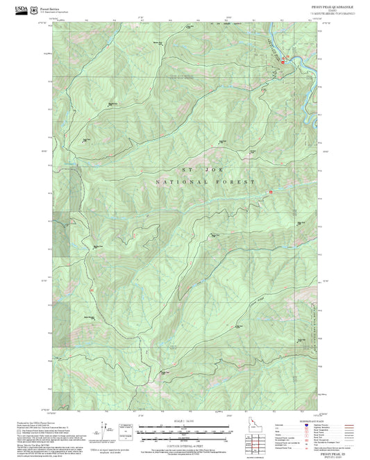 2025 Forest Service Topo Map of Peggy Peak Idaho