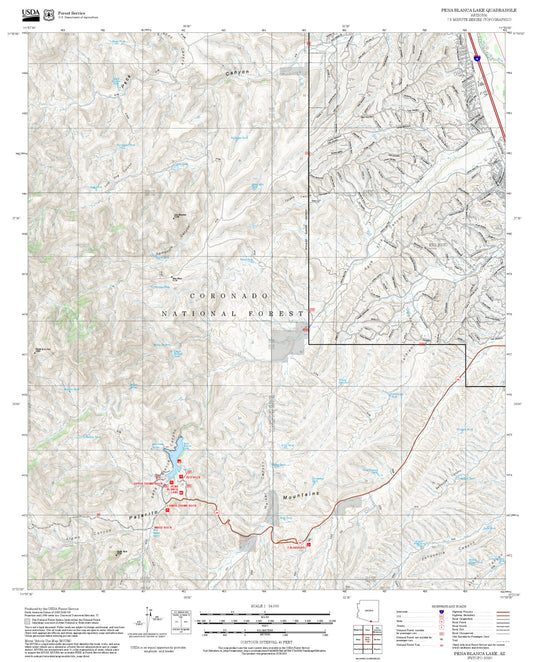 2025 Forest Service Topo Map of Pena Blanca Lake Arizona