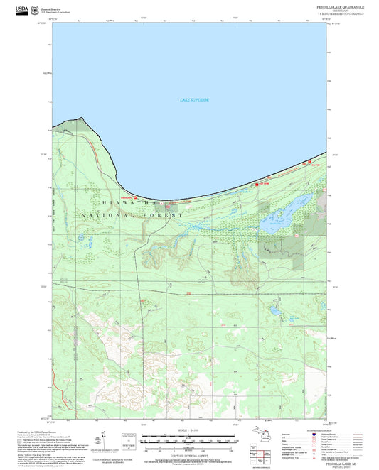 2025 Forest Service Topo Map of Pendills Lake Michigan
