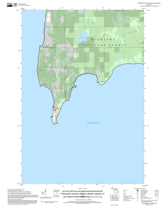 2025 Forest Service Topo Map of Peninsula Point Michigan