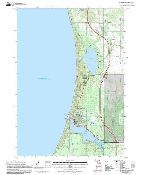2025 Forest Service Topo Map of Pentwater Michigan