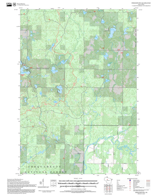 2025 Forest Service Topo Map of Perkinstown Wisconsin