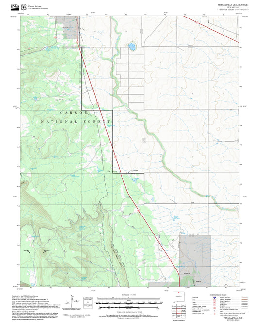 2025 Forest Service Topo Map of Petaca Peak New Mexico