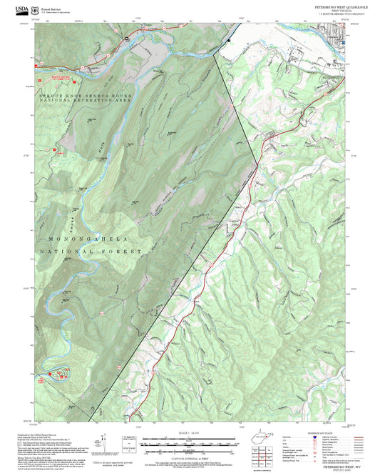2025 Forest Service Topo Map of Petersburg West West Virginia