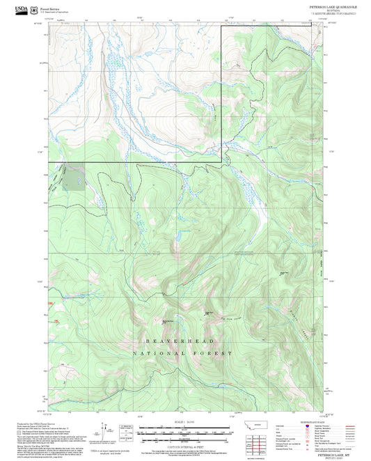 2025 Forest Service Topo Map of Peterson Lake Montana