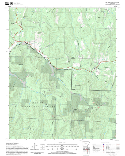 2025 Forest Service Topo Map of Pettigrew Arkansas