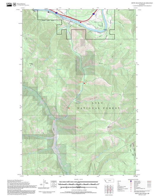 2025 Forest Service Topo Map of Petty Mountain Montana