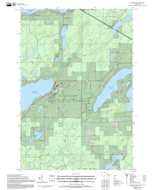 2025 Forest Service Topo Map of Phelps Wisconsin
