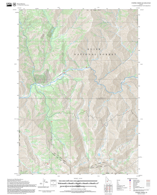 2025 Forest Service Topo Map of Phifer Creek Idaho
