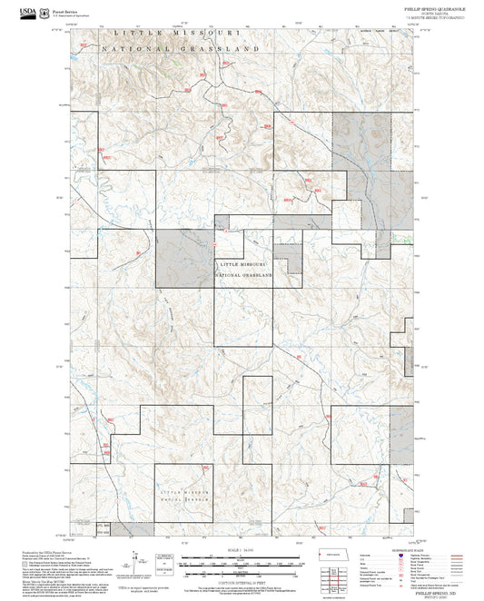 2025 Forest Service Topo Map of Phillip Spring North Dakota