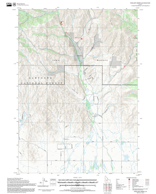 2025 Forest Service Topo Map of Phillips Creek Idaho