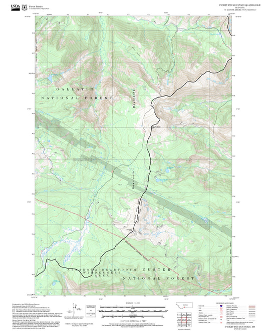 2025 Forest Service Topo Map of Picket Pin Mountain Montana