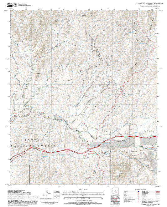 2025 Forest Service Topo Map of Picketpost Mountain Arizona