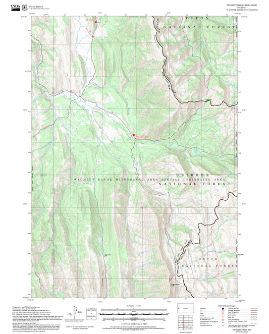 2025 Forest Service Topo Map of Pickle Pass Wyoming
