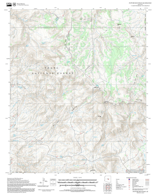 2025 Forest Service Topo Map of Picture Mountain Arizona