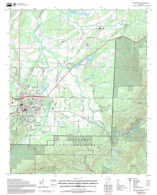 2025 Forest Service Topo Map of Piedmont Alabama