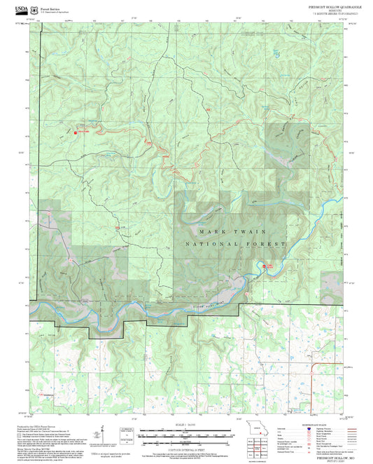 2025 Forest Service Topo Map of Piedmont Hollow Missouri