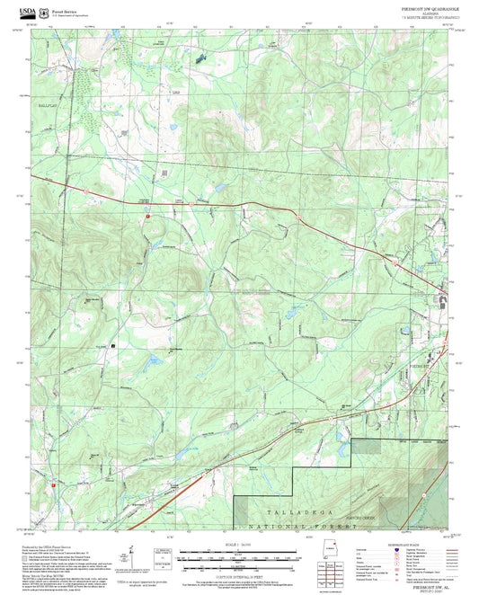 2025 Forest Service Topo Map of Piedmont NW Alabama