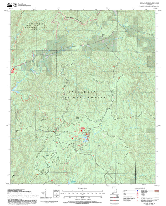 2025 Forest Service Topo Map of Piedmont SE Alabama