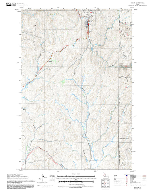 2025 Forest Service Topo Map of Pierce Idaho