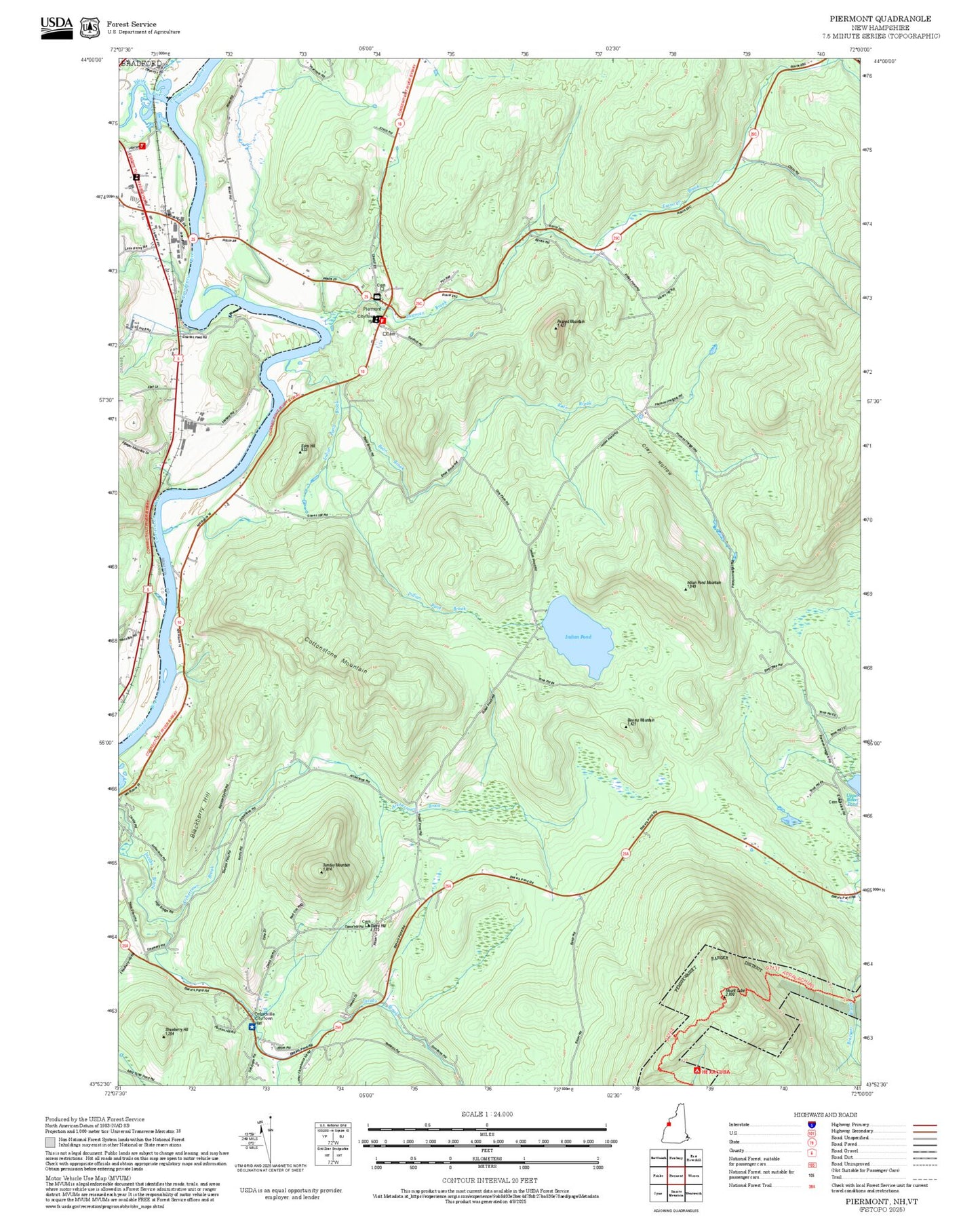 2025 Forest Service Topo Map of Piermont New Hampshire