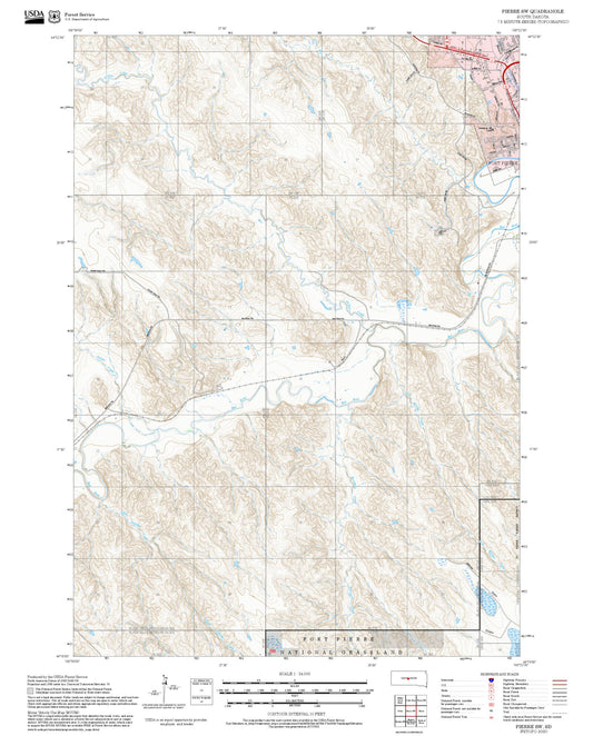 2025 Forest Service Topo Map of Pierre SW South Dakota