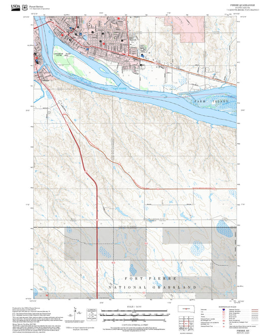 2025 Forest Service Topo Map of Pierre South Dakota