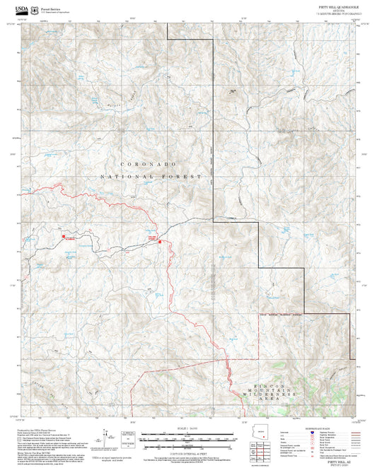 2025 Forest Service Topo Map of Piety Hill Arizona