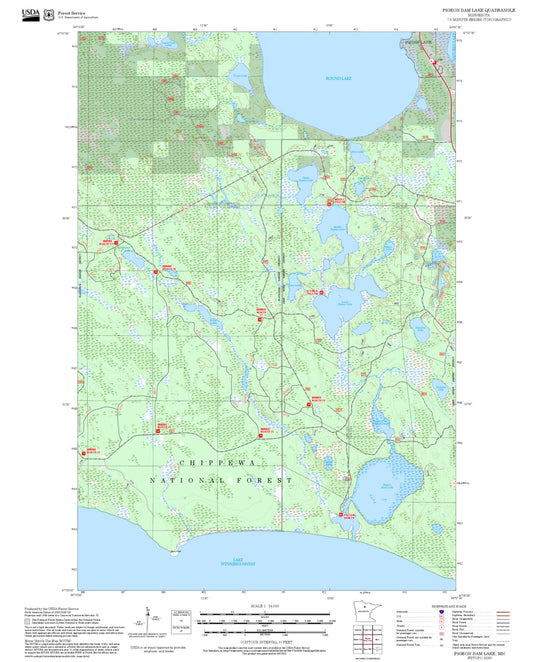 2025 Forest Service Topo Map of Pigeon Dam Lake Minnesota