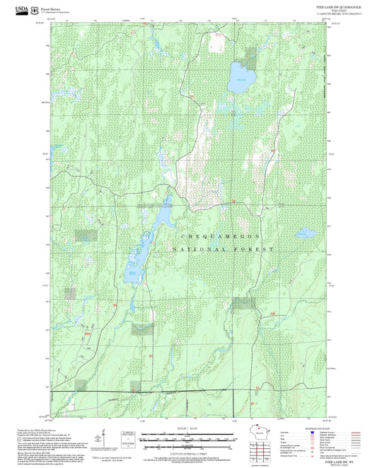 2025 Forest Service Topo Map of Pike Lake SW Wisconsin