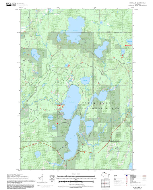 2025 Forest Service Topo Map of Pike Lake Wisconsin