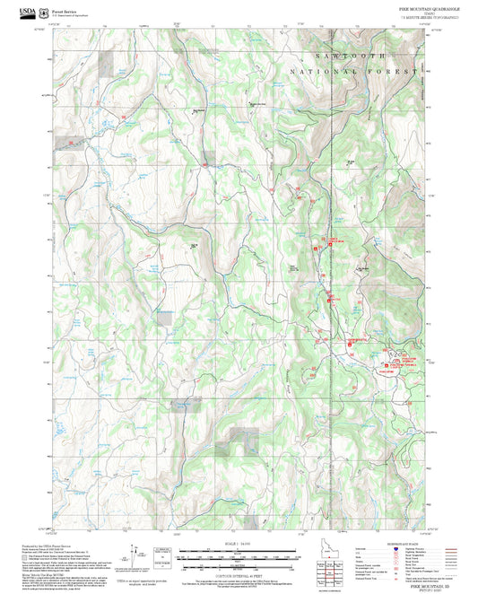 2025 Forest Service Topo Map of Pike Mountain Idaho