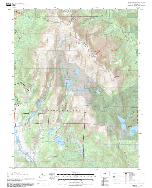 2025 Forest Service Topo Map of Pikes Peak Colorado