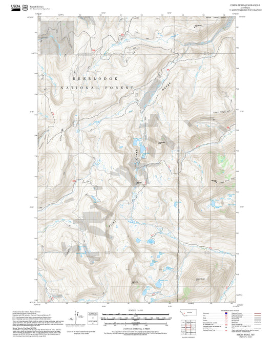 2025 Forest Service Topo Map of Pikes Peak Montana