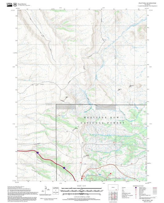 2025 Forest Service Topo Map of Pilot Hill Wyoming