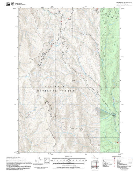 2025 Forest Service Topo Map of Pilot Knob Idaho
