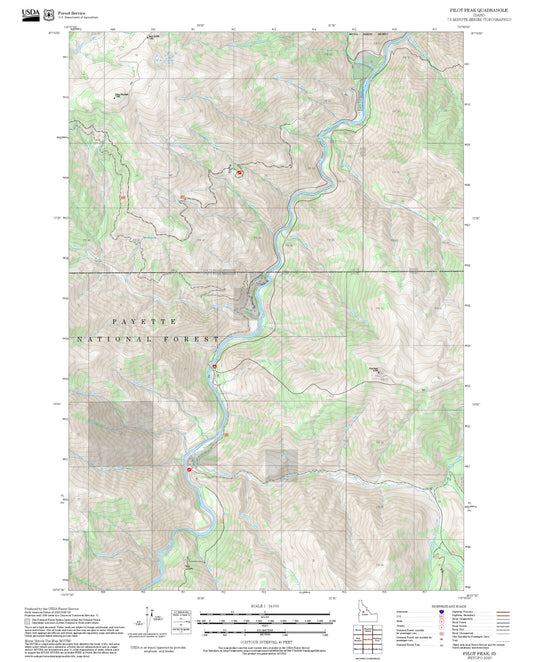 2025 Forest Service Topo Map of Pilot Peak Idaho
