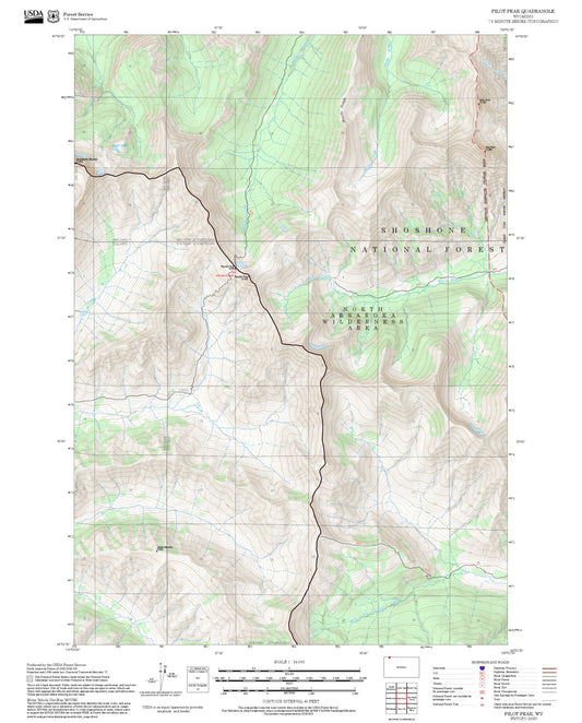 2025 Forest Service Topo Map of Pilot Peak Wyoming
