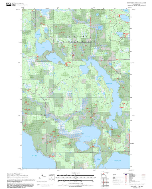 2025 Forest Service Topo Map of Pimushe Lake Minnesota