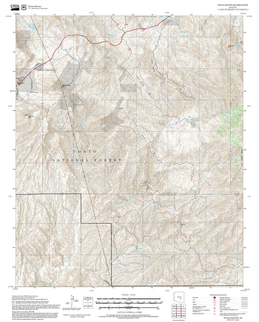 2025 Forest Service Topo Map of Pinal Ranch Arizona