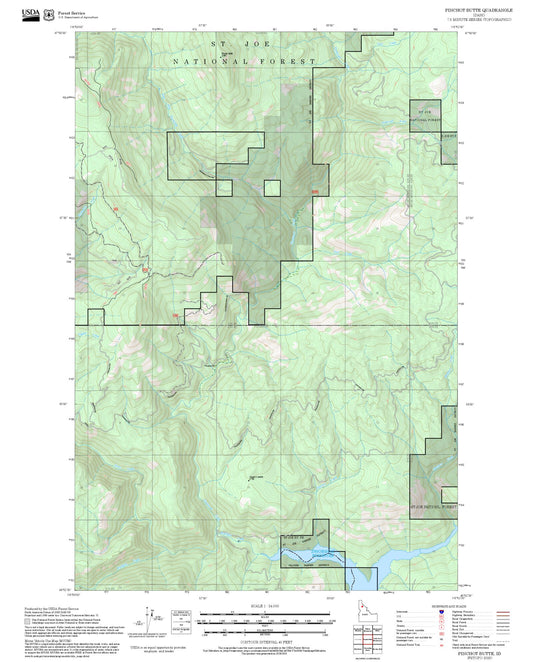 2025 Forest Service Topo Map of Pinchot Butte Idaho