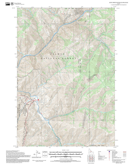 2025 Forest Service Topo Map of Pine Creek Rapids Idaho