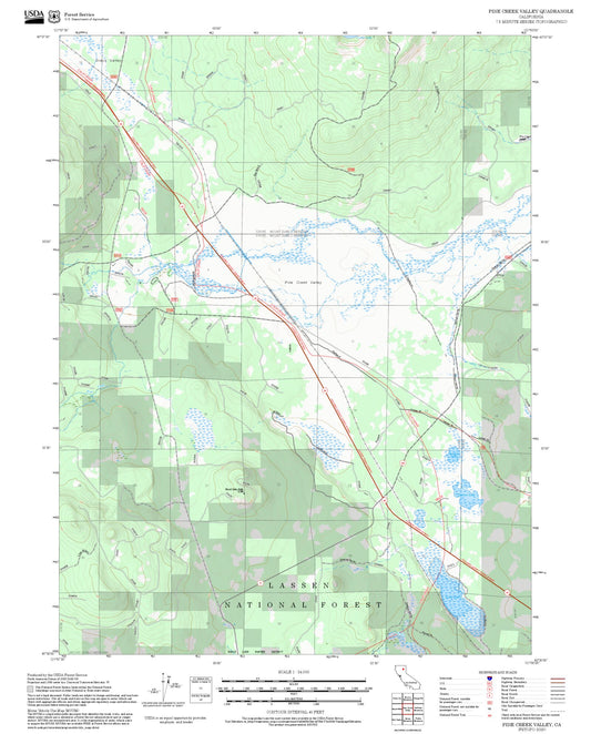 2025 Forest Service Topo Map of Pine Creek Valley California