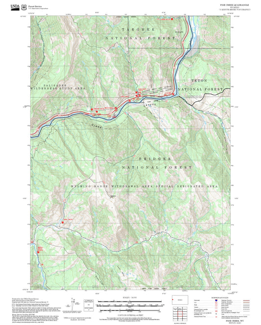 2025 Forest Service Topo Map of Pine Creek Wyoming