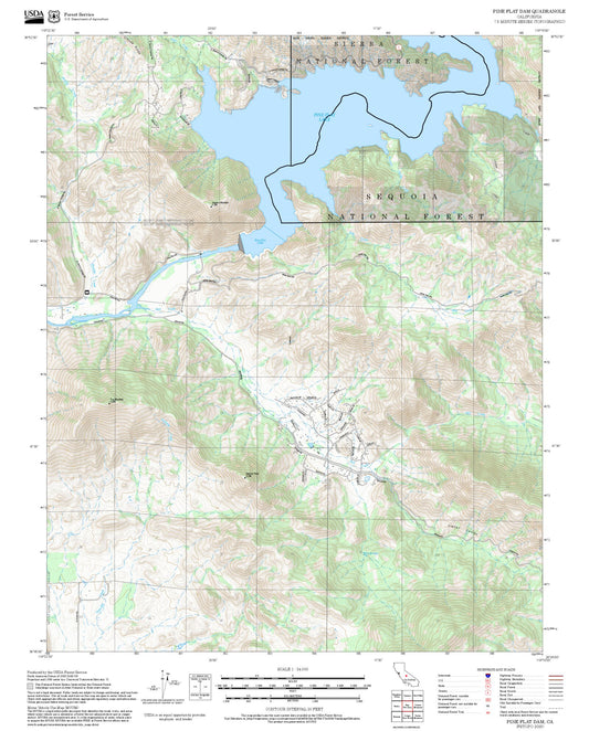 2025 Forest Service Topo Map of Pine Flat Dam California