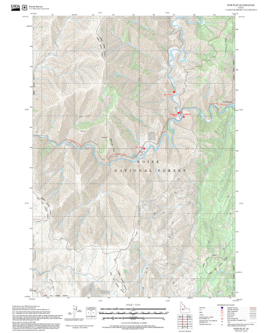 2025 Forest Service Topo Map of Pine Flat Idaho