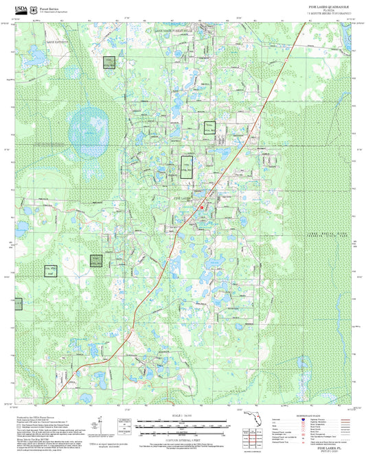 2025 Forest Service Topo Map of Pine Lakes Florida