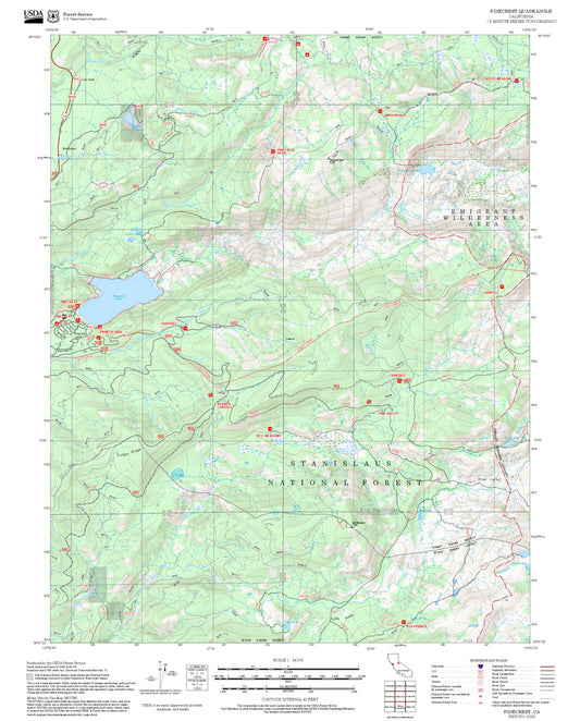 2025 Forest Service Topo Map of Pinecrest California